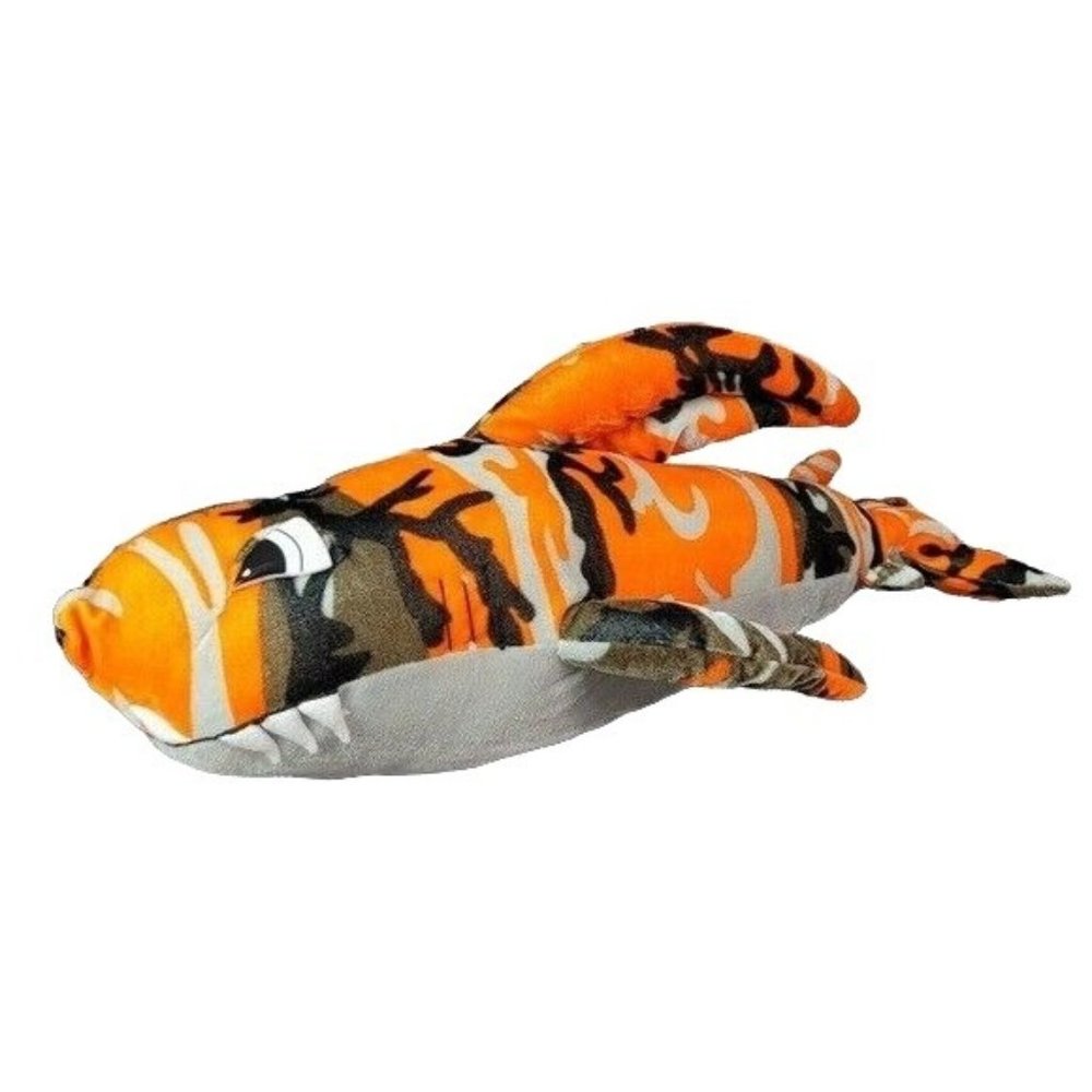 Six Flags Jumbo Shark Plush Orange Gray 29" Camouflage Camo Fin Stuffed Animal